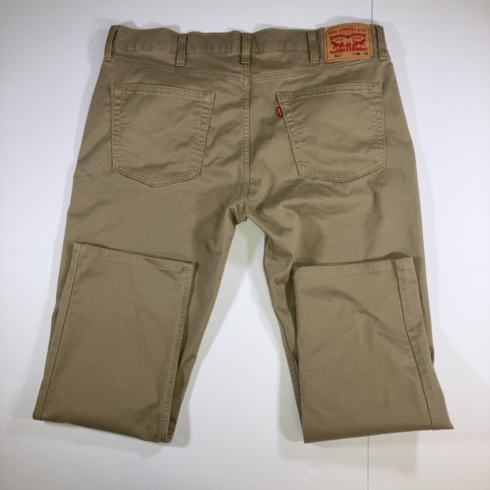 Levis 511 Pants Mens 38x32 (39.5x27.5 Actual) Slim Fit Khaki Tech Stretch - Picture 5 of 16